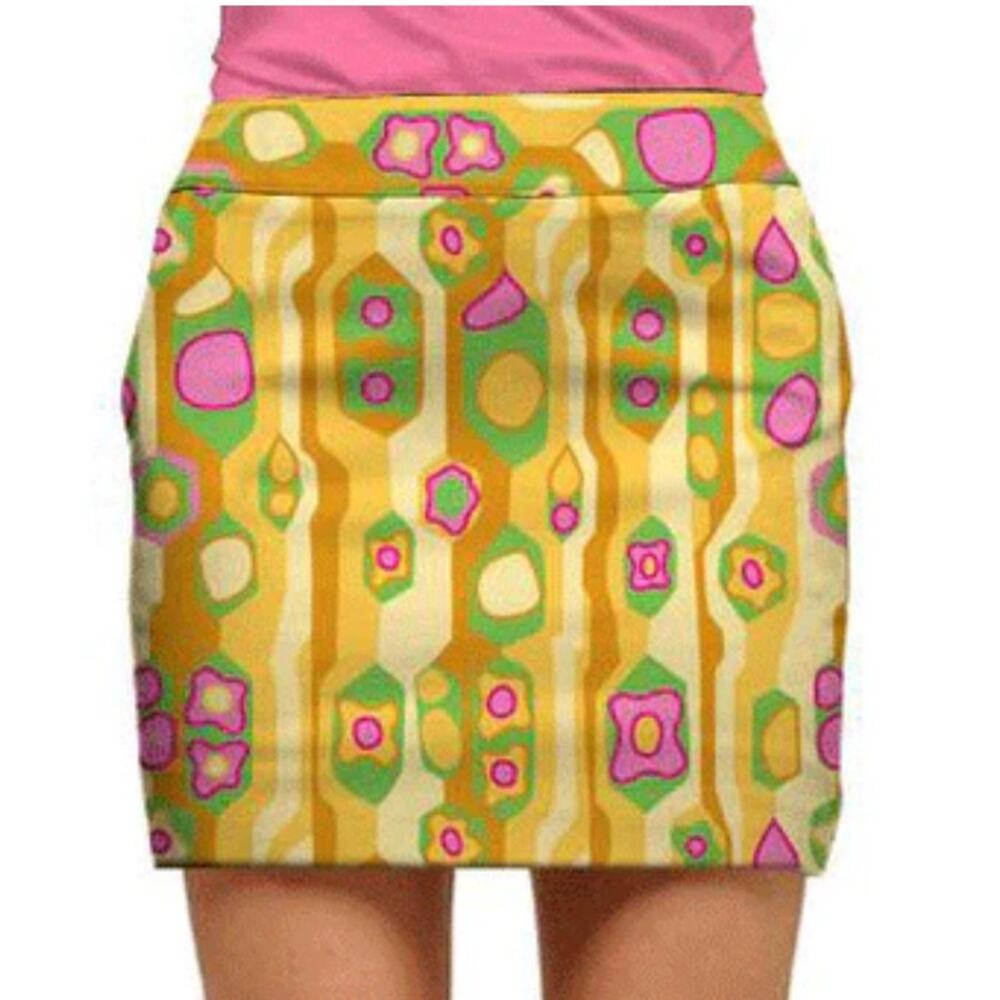 Loudmouth Sock It To Me Retro Yellow Skort Golf Mini Skirt size 6